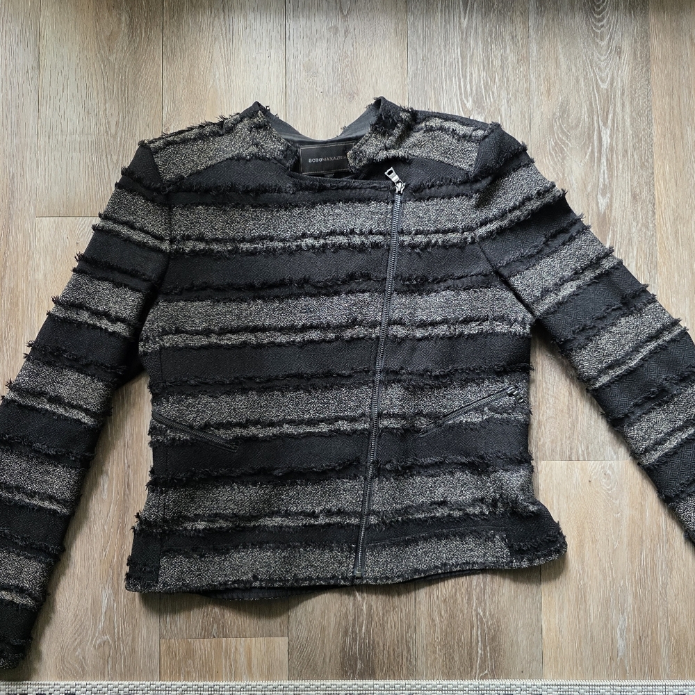 Women's Black and Gray Striped Jacket